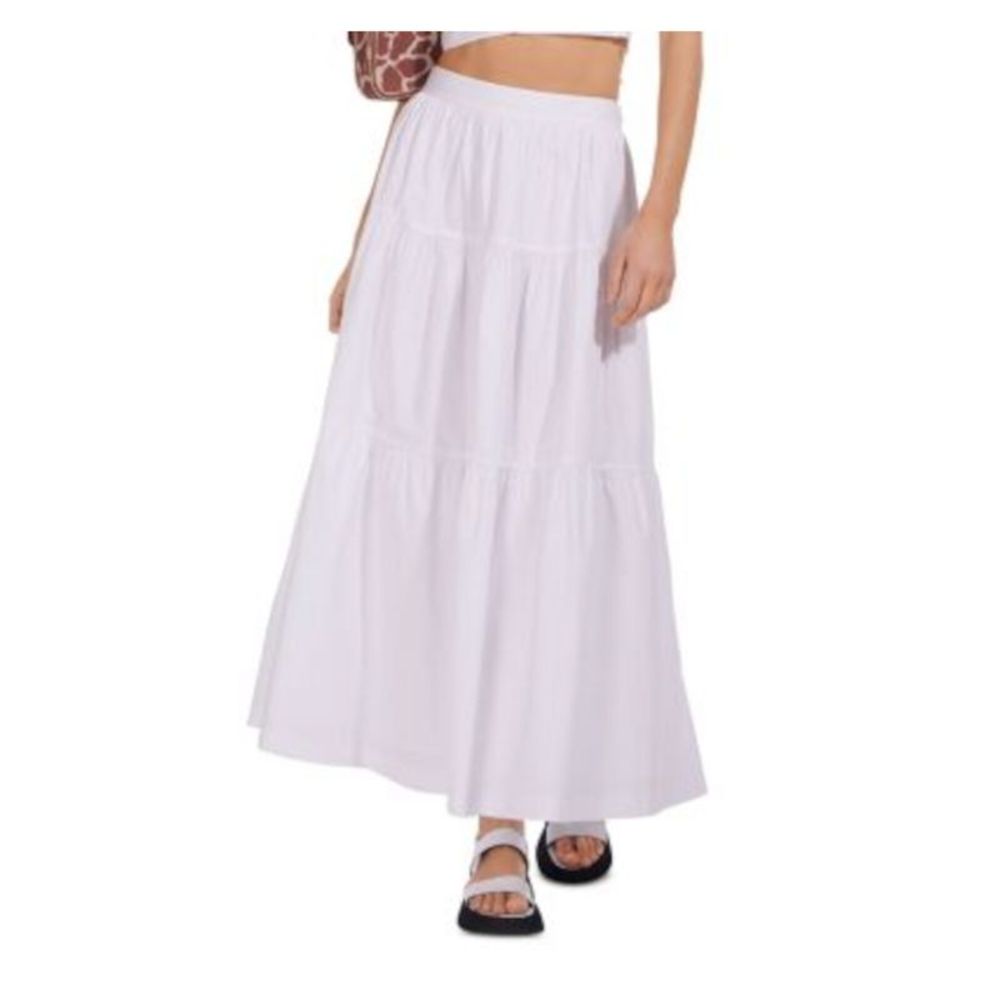 STAUD White Tiered Maxi Skirt